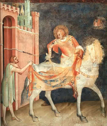 Simone Martini: Martin teilt seinen Mantel, um 1321